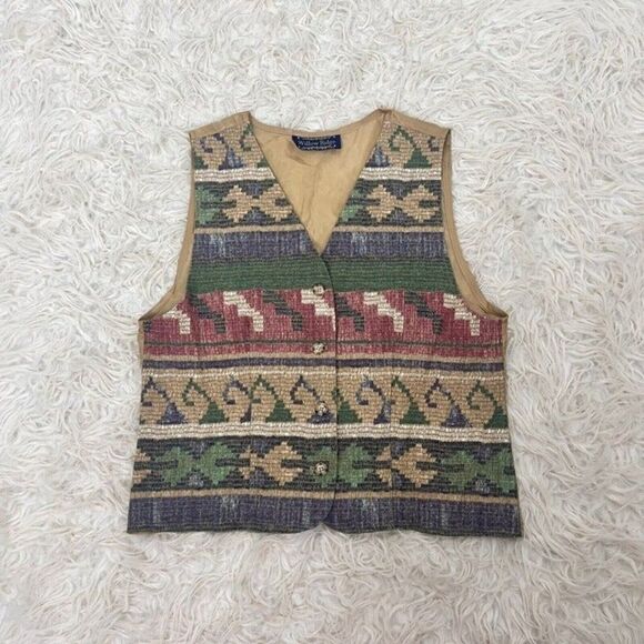 WILLOW RIDGE Vintage Womens Button up Vest Southwestern Bohemian Jacket Medium - Picture 1 of 12